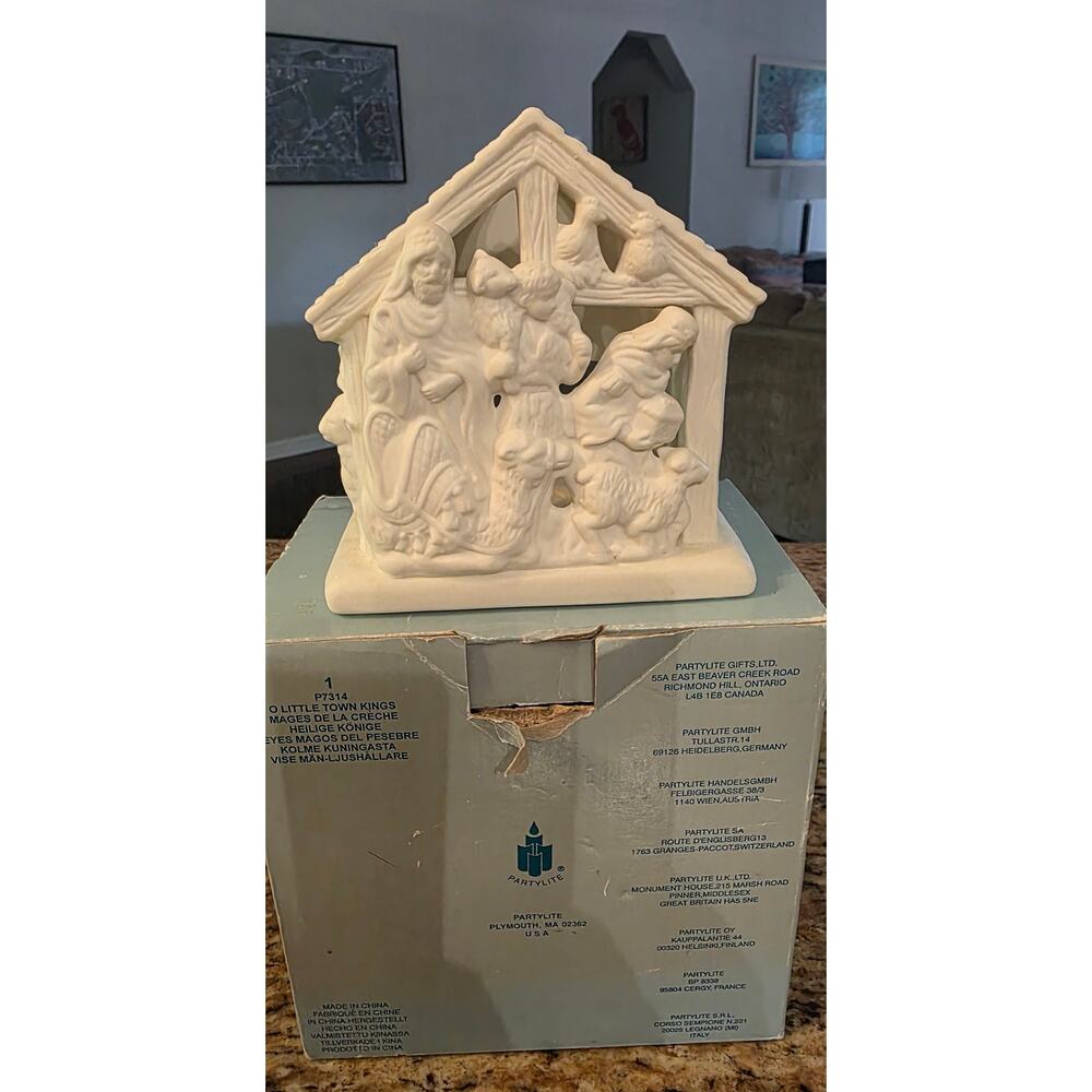 PartyLite‎ Porcelain O Little Town 3 Shepherds Tealight Candleholder